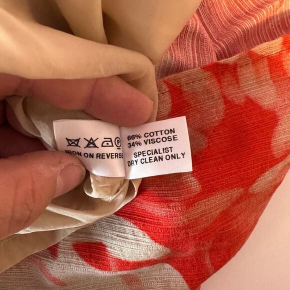 Jonathan Saunders Sleeveless Midi Shirt Dress Size 36 (US 4) Orange-Red/Beige - Picture 8 of 11